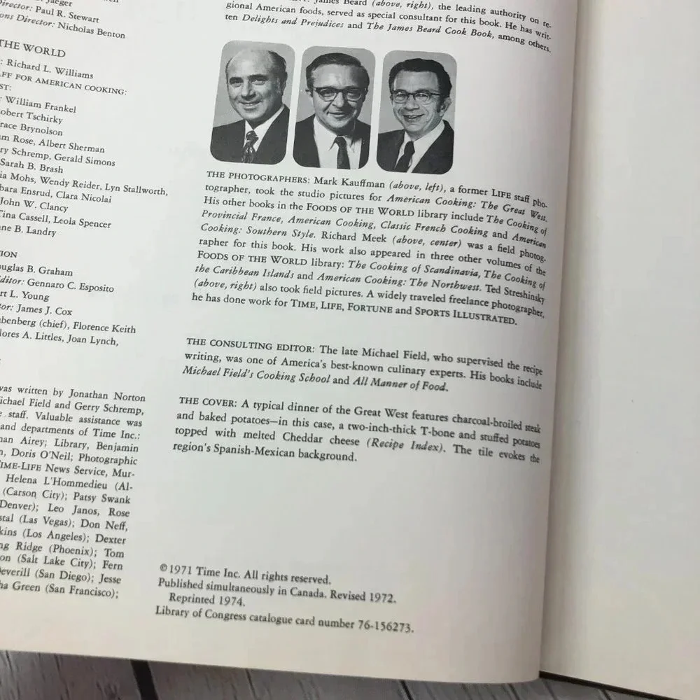 1971 vintage Time life Foods of the World AMERICAN COOKING Cookbook